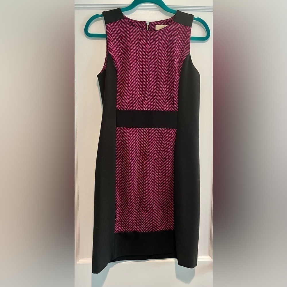 Michael by Michael Kors Pink and Black Back Zip Dress Size 8